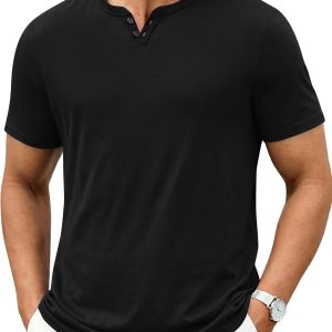 Men’s T Shirts Short Sleeve Casual V Neck T-Shirt Soft Notch Neck Tee Classic Plain Shirts