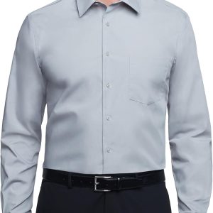 Mens Dress Shirt Regular Fit Poplin Solid