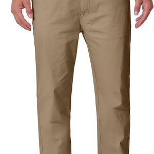 Mens Elastic Waist Twill Pants for Seniors – Pull On Comfort Pants with Stretch Waistband, Relaxed Fit