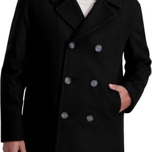 Men’s Wool Blend Peacoat – Double-Breasted Winter Coat