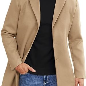 Mens Wool Blend Coat Winter Trench Overcoat Classic Peacoat