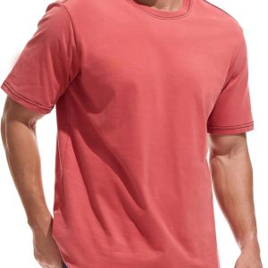 Men’s Heavy Weight Crew Neck T-Shirt – Mens Premium 100 Cotton Thick Tees Pre Shrunk