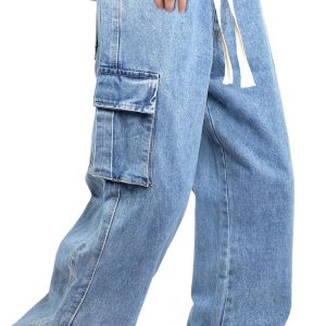 Men’s Elastic Waist Bootcut Vintage Streetwear Pants