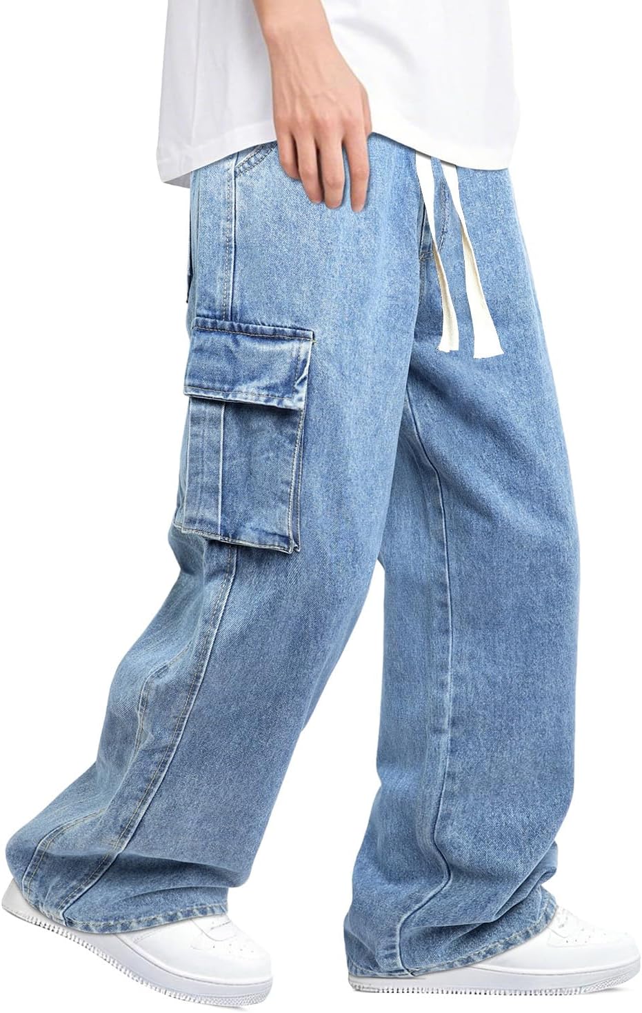Men’s Elastic Waist Bootcut Vintage Streetwear Pants