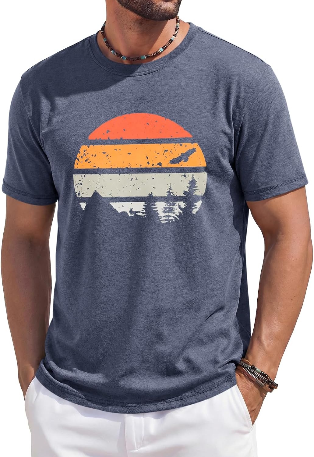 Men’s Casual Graphic Print Short Sleeve Crew Neck T-Shirt