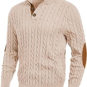 Men’s Casual Textured Pullover Sweater – Comfortable Knit Top for Fall & Winter