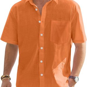 Men’s Lightweight Cotton Casual Button Down Shirt