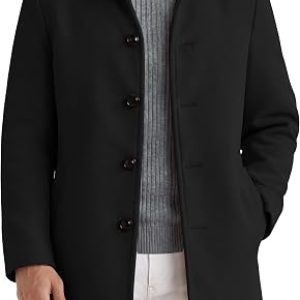 Mens Pea Coat Slim Fit Winter Overcoat Mid Length Trench Coat