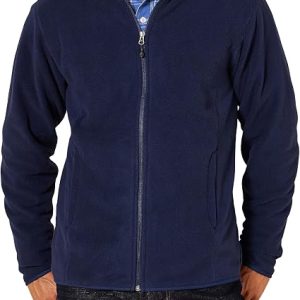 Men’s Full-Zip Polar Fleece Jacket with Zippered Pockets for Cold Outdoor Weather