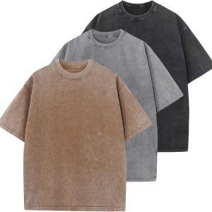 Men’s Cotton T-Shirts Oversized Unisex Short Sleeves Casual Loose Wash Solid Basic Tee Tops
