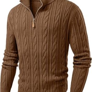 Men’s Quarter-Zip Knit Pullover – Smart Casual Sweater for Fall & Winter Layering