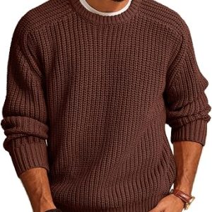 Men Crew Neck Textured Fisherman Sweater