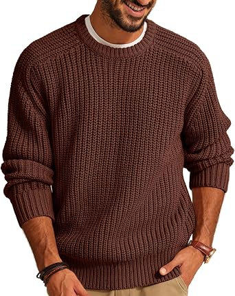 Men Crew Neck Textured Fisherman Sweater