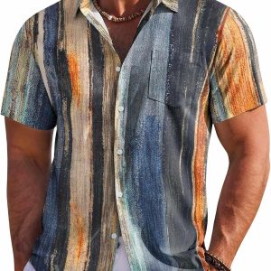 Men’s Hawaiian Shirt Short Sleeve Floral Button Down Shirts Tropical Holiday Beach Shirts