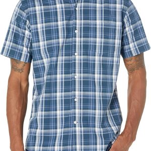 Men’s Regular-Fit Short-Sleeve Poplin Shirt, Collared, Washed