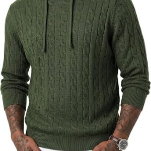 Men’s Hooded Collar Knit Sweater – Casual Pullover Top for Relaxed Fall & Winter Looks