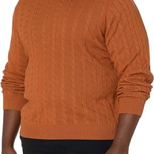 Men’s Crewneck Cable Cotton Pullover Sweater