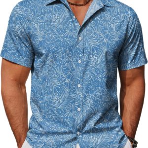 Mens Hawaiian Shirts Short Sleeve Button Down Aloha Shirt Casual Beach Clothes