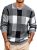 Men’s Plaid Crew Neck Sweater Long Sleeve Knit Pullover